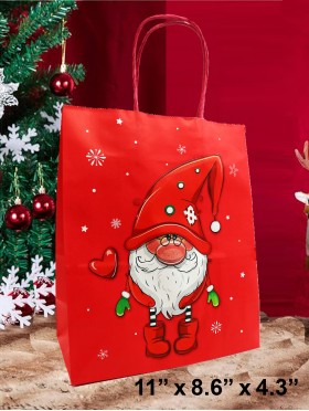 Christmas Design Kraft Paper Gift Bags(12Pcs) 11"X 8.6"X  4.3"